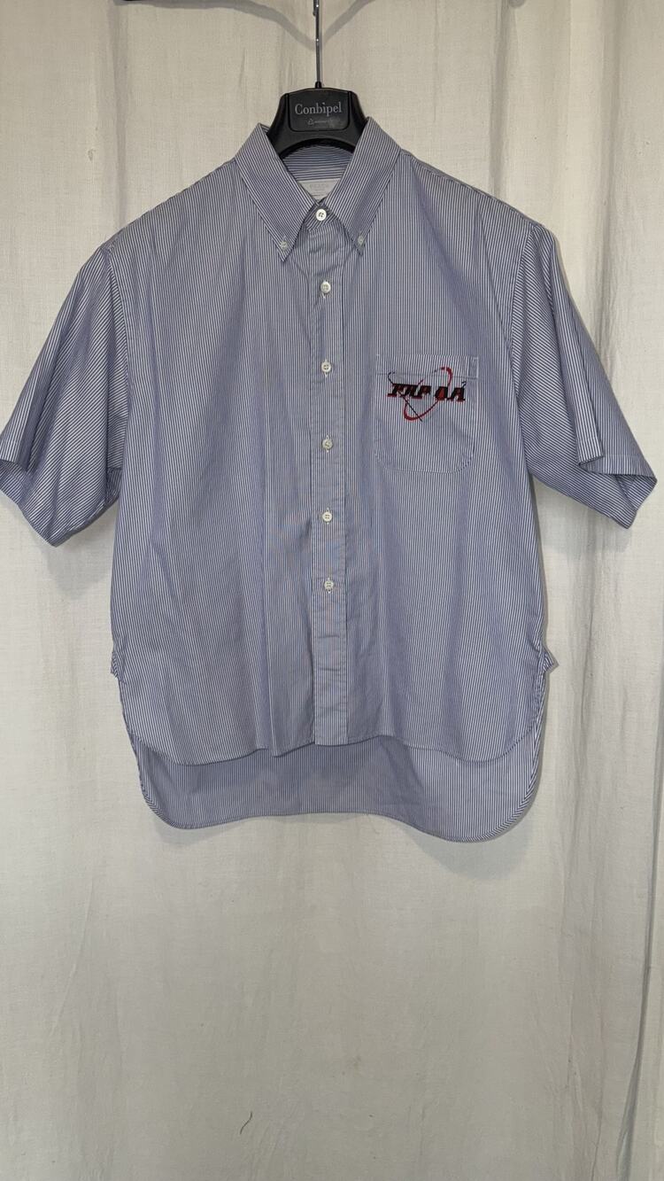 Prada Logo Graphic Printed Striped SS Shirt Size XL